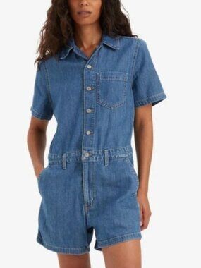 Levi's Heritage Short Sleeve Denim Romper in Playday Blue | Size: Small